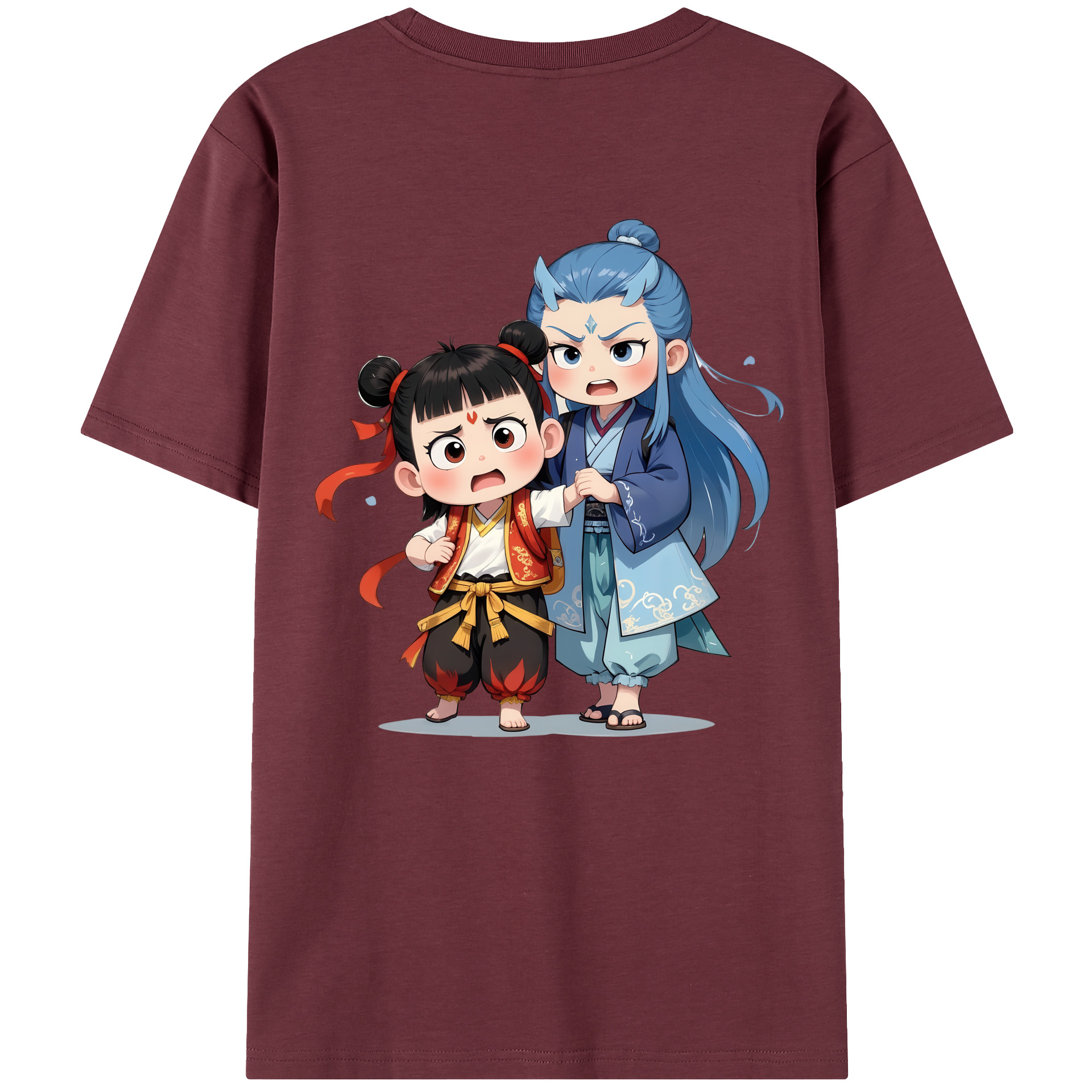 （画像用） Ne Zha 2 ナタ 魔童の大暴れ 綿100％半袖Tシャツ（背面プリント）